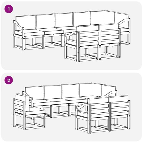 Комплект дивани за открито 8 pcs Натурален и Антрацит