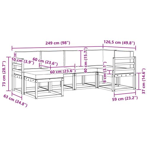 Комплект дивани за открито 6 pcs Естествено и светло сиво