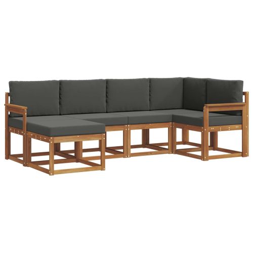 Комплект дивани за открито 6 pcs Натурален и Антрацит