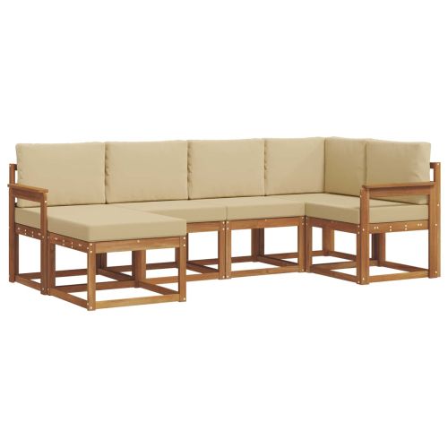 Комплект дивани за открито 6 pcs Натурален и Бежов