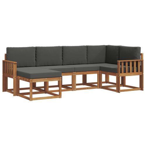 Комплект дивани за открито 6 pcs Натурален и Антрацит