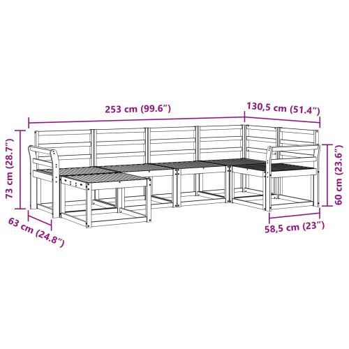 Комплект дивани за открито 6 pcs Естествен