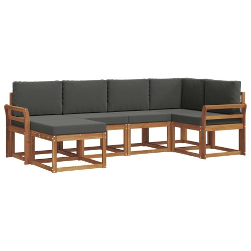 Комплект дивани за открито 6 pcs Натурален и Антрацит