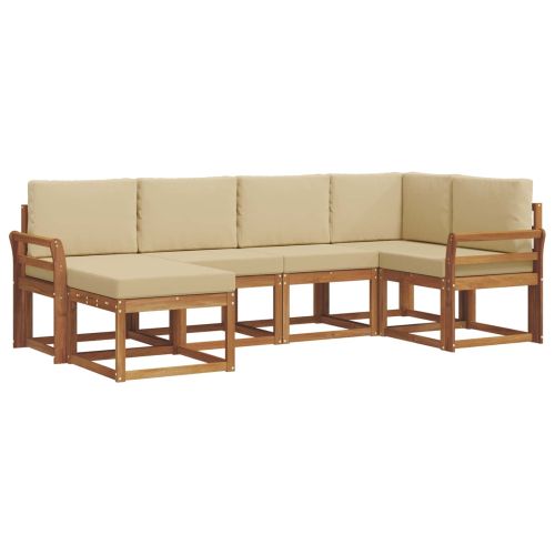 Комплект дивани за открито 6 pcs Натурален и Бежов