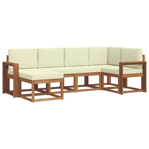 Комплект дивани за открито 6 pcs Натурален и Крема