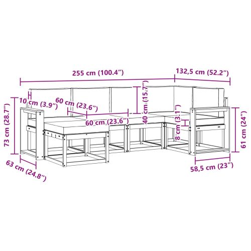 Комплект дивани за открито 6 pcs Натурален и Крема