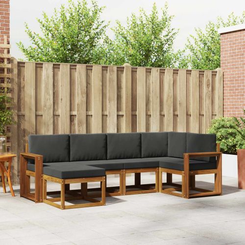 Комплект дивани за открито 6 pcs Натурален и Антрацит