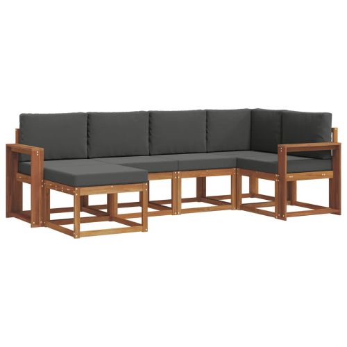 Комплект дивани за открито 6 pcs Натурален и Антрацит