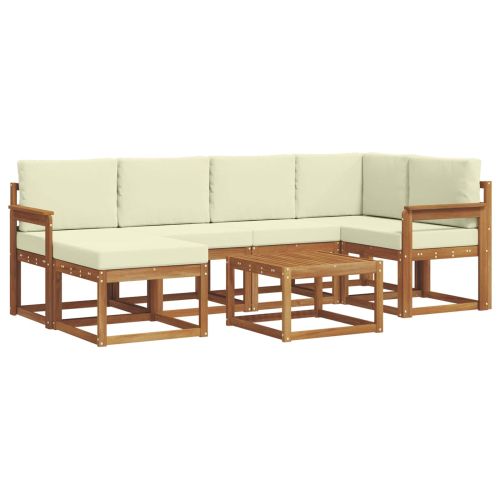 Комплект дивани за открито 7 pcs Натурален и Крема