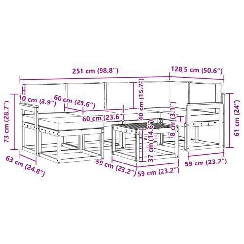 Комплект дивани за открито 7 pcs Натурален и Антрацит