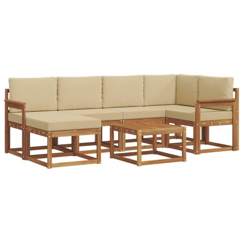 Комплект дивани за открито 7 pcs Натурален и Бежов