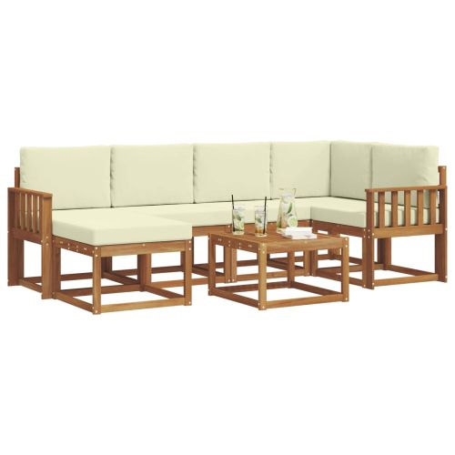 Комплект дивани за открито 7 pcs Натурален и Крема
