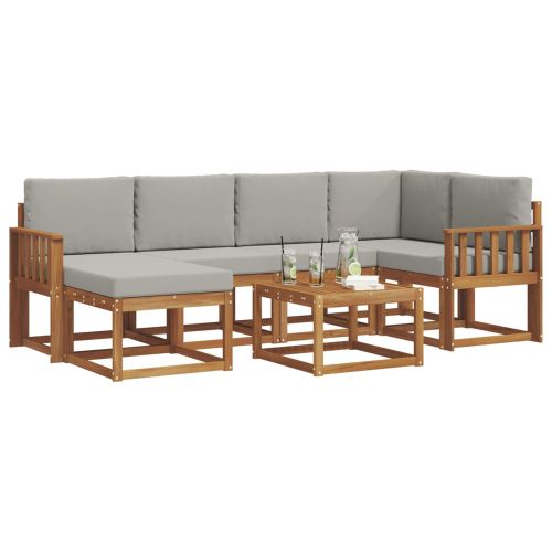 Комплект дивани за открито 7 pcs Естествено и светло сиво