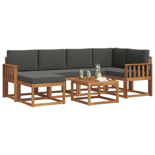 Комплект дивани за открито 7 pcs Натурален и Антрацит