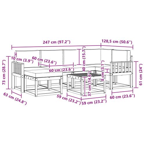 Комплект дивани за открито 7 pcs Натурален и Антрацит