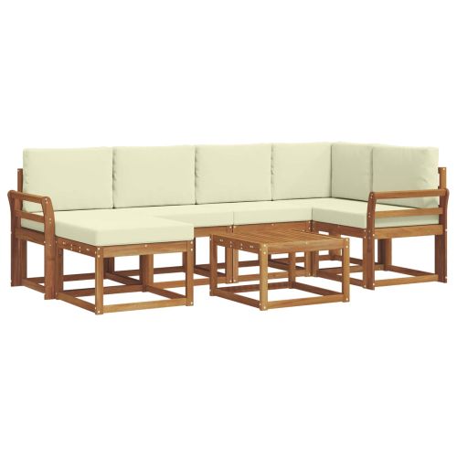 Комплект дивани за открито 7 pcs Натурален и Крема