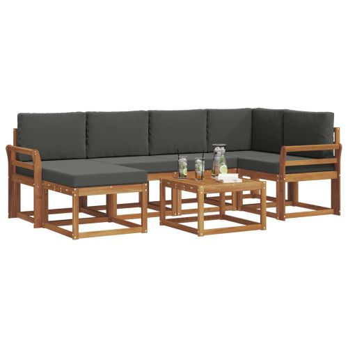 Комплект дивани за открито 7 pcs Натурален и Антрацит