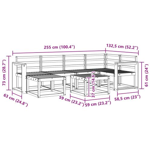 Комплект дивани за открито 7 pcs Естествен