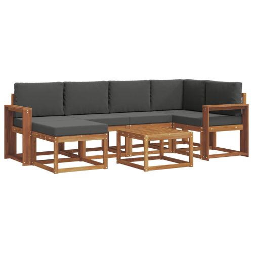 Комплект дивани за открито 7 pcs Натурален и Антрацит