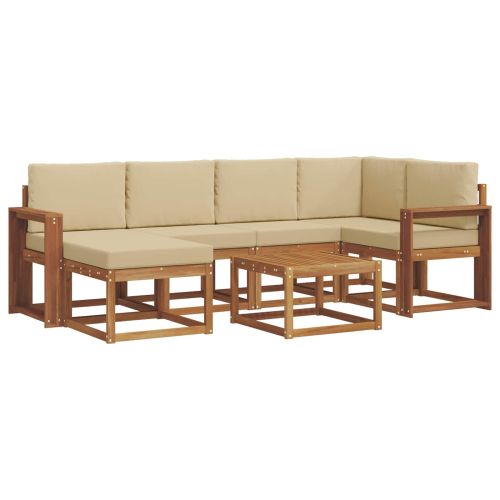 Комплект дивани за открито 7 pcs Натурален и Бежов