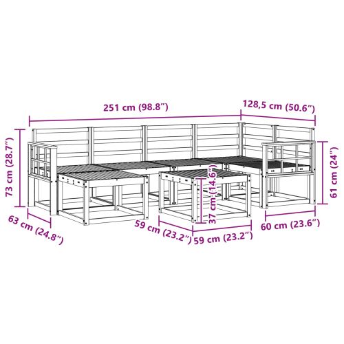 Комплект дивани за открито 7 pcs Естествен