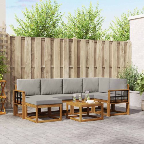 Комплект дивани за открито 7 pcs Естествено и светло сиво