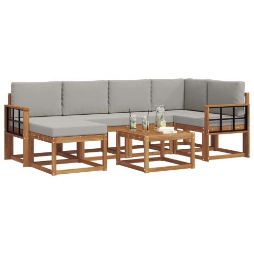 Комплект дивани за открито 7 pcs Естествено и светло сиво