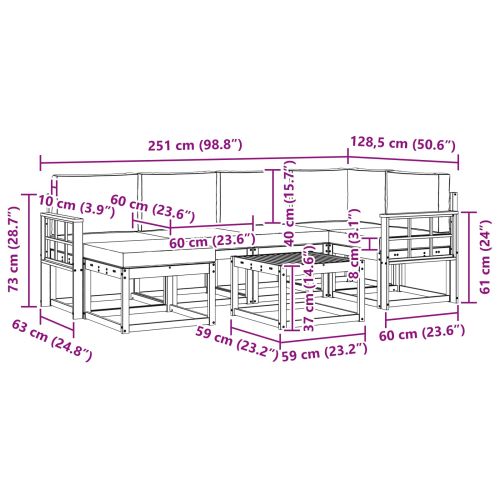 Комплект дивани за открито 7 pcs Естествено и светло сиво