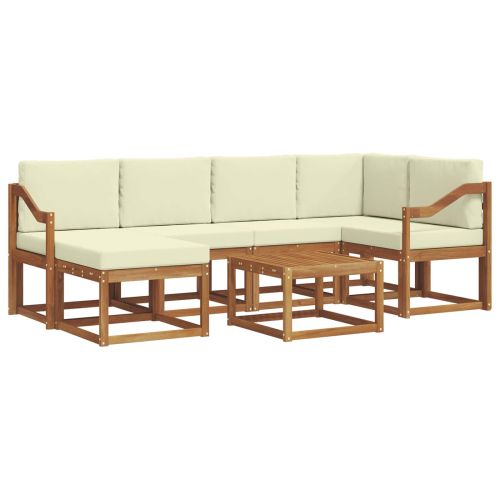 Комплект дивани за открито 7 pcs Натурален и Крема