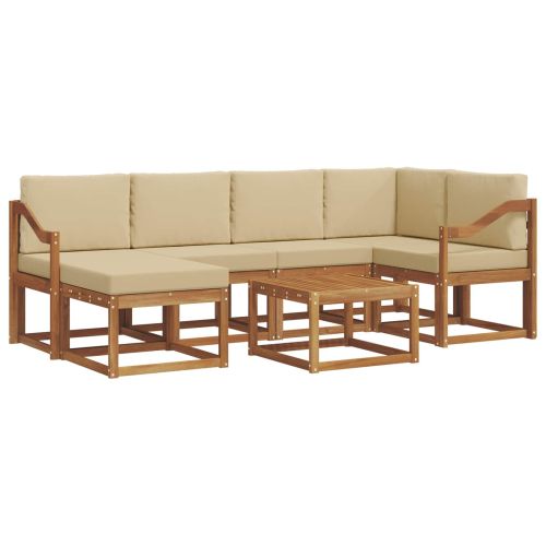 Комплект дивани за открито 7 pcs Натурален и Бежов