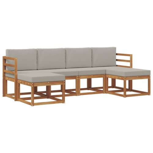 Комплект дивани за открито 6 pcs Естествено и светло сиво