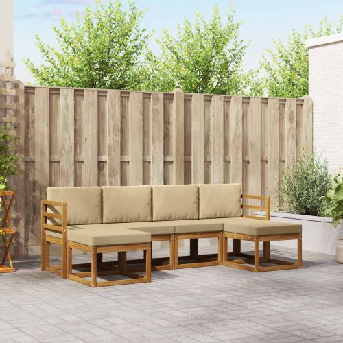 Комплект дивани за открито 6 pcs Натурален и Бежов