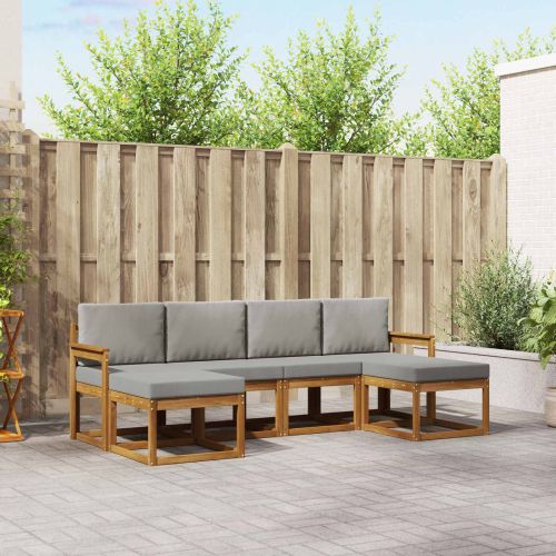 Комплект дивани за открито 6 pcs Естествено и светло сиво