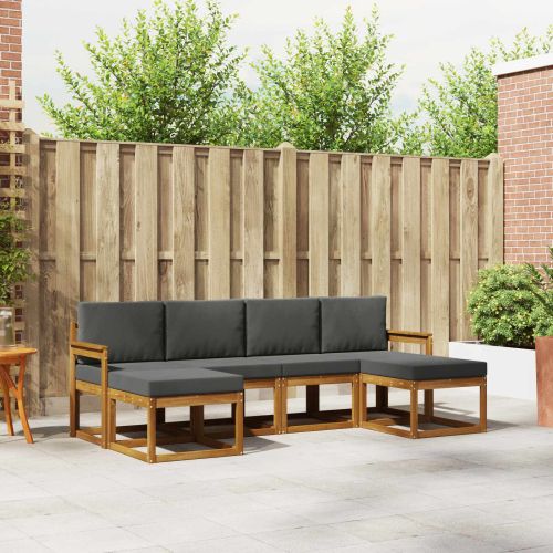 Комплект дивани за открито 6 pcs Натурален и Антрацит