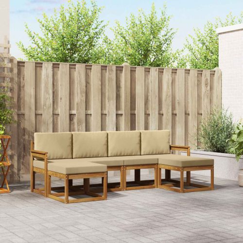 Комплект дивани за открито 6 pcs Натурален и Бежов