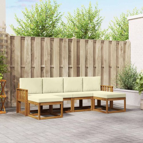 Комплект дивани за открито 6 pcs Натурален и Крема