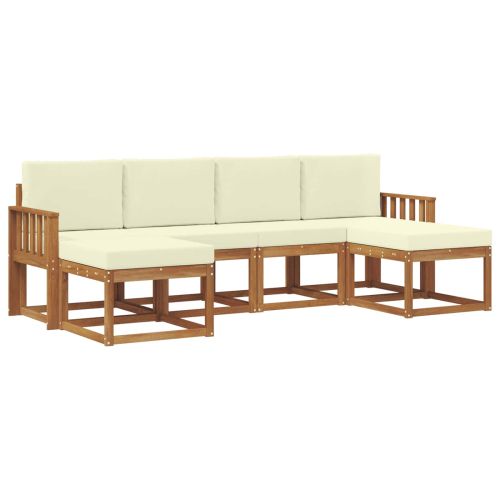 Комплект дивани за открито 6 pcs Натурален и Крема