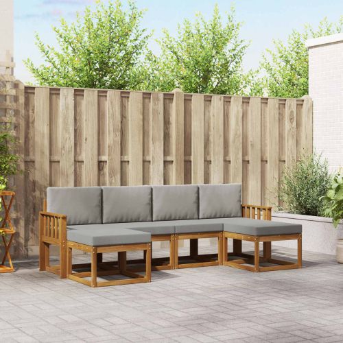 Комплект дивани за открито 6 pcs Естествено и светло сиво