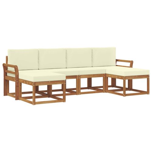 Комплект дивани за открито 6 pcs Натурален и Крема