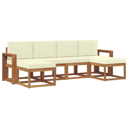 Комплект дивани за открито 6 pcs Натурален и Крема