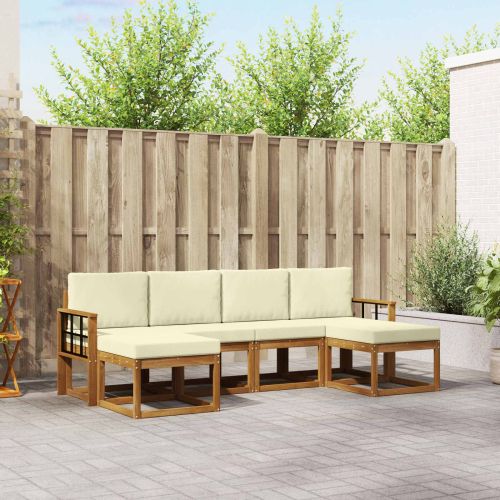 Комплект дивани за открито 6 pcs Натурален и Крема