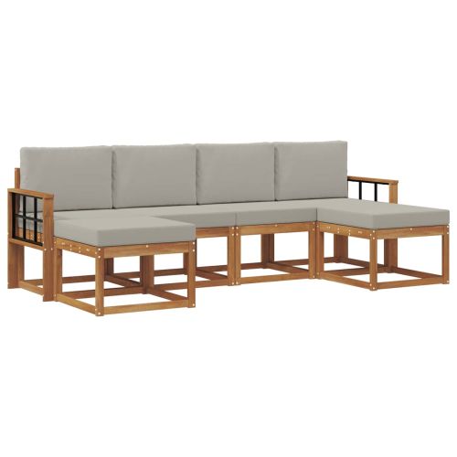 Комплект дивани за открито 6 pcs Естествено и светло сиво