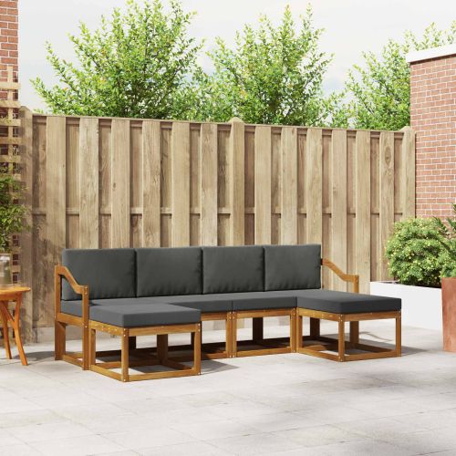 Комплект дивани за открито 6 pcs Натурален и Антрацит