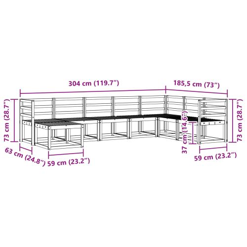 Комплект дивани за открито 8 pcs Естествен