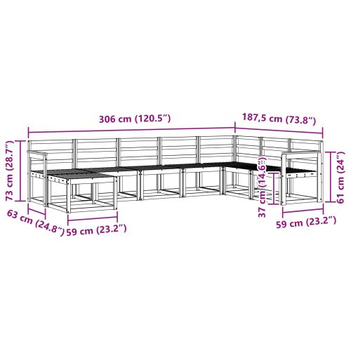 Комплект дивани за открито 8 pcs Естествен