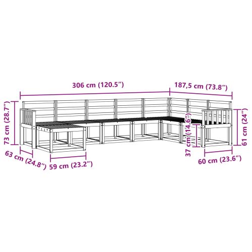 Комплект дивани за открито 8 pcs Естествен