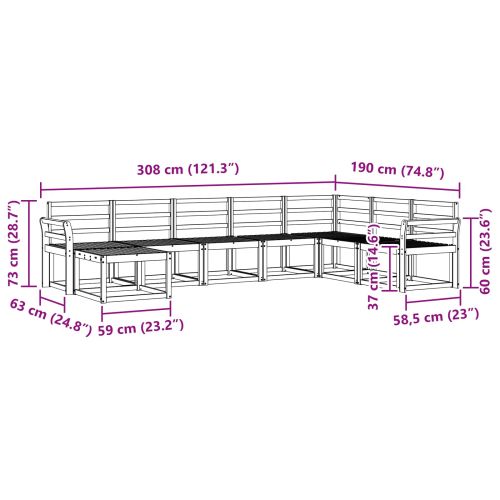 Комплект дивани за открито 8 pcs Естествен