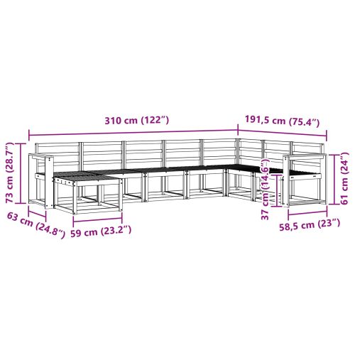Комплект дивани за открито 8 pcs Естествен