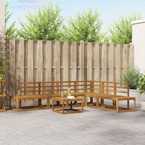 Комплект дивани 7 Брой Естествен Солидно акациево дърво