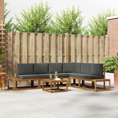 Комплект дивани за открито 7 Брой Натурален и Антрацит